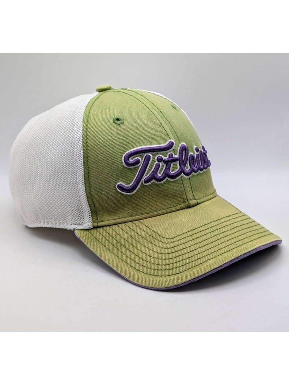 Titleist Golf Hat Light Green Purple White Fitted Cap Size L/XL Stretch Unisex